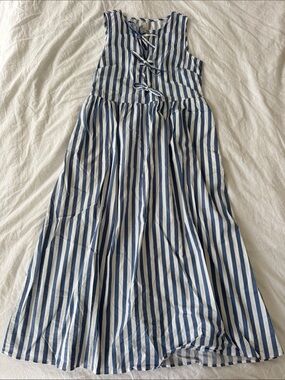 Joie Blue and White Striped Midi Dress